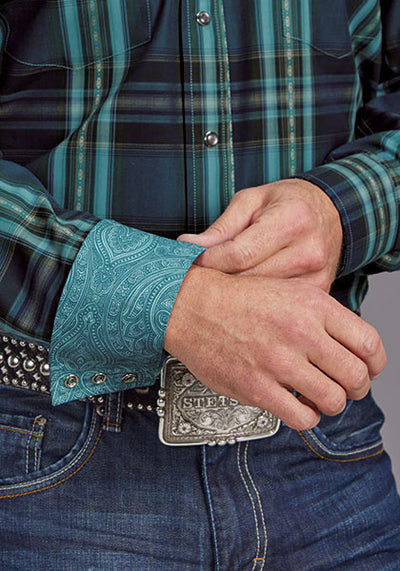 Stetson Men's Lake Dobby Plaid Shirt