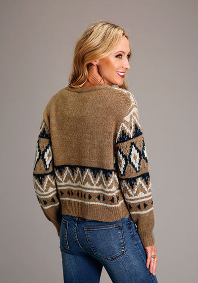 Stetson Women's Gold Aztec Cardigan Sweater