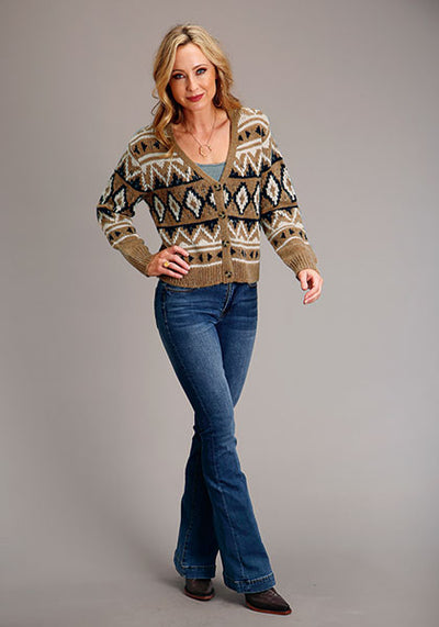 Stetson Women's Gold Aztec Cardigan Sweater