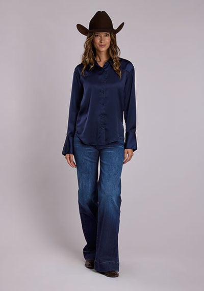 Stetson Women's Poly Satin Embroidered Blouse