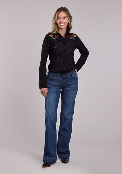 Stetson Women's Cactus Embroidered L/S Top