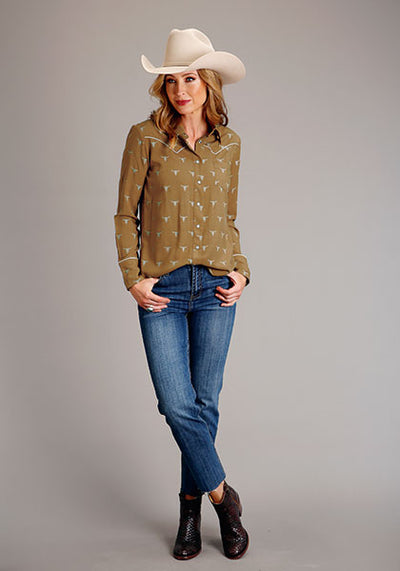 Stetson Women's Mojave Steer Head Print Western Shirt