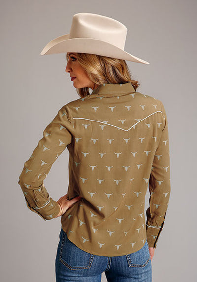 Stetson Women's Mojave Steer Head Print Western Shirt
