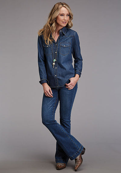 Stetson Women's Blue Denim Blouse