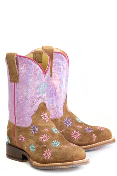 Tin Haul Little Kids Daisy Blossom Floral Pony Sole Western Boot