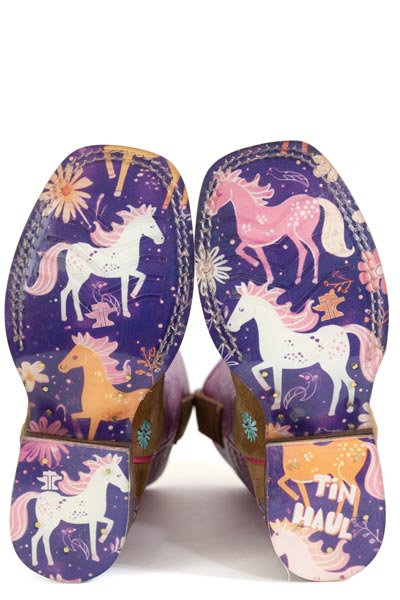 Tin Haul Big Kid's Daisy Blossom Floral Pony Sole Western Boot