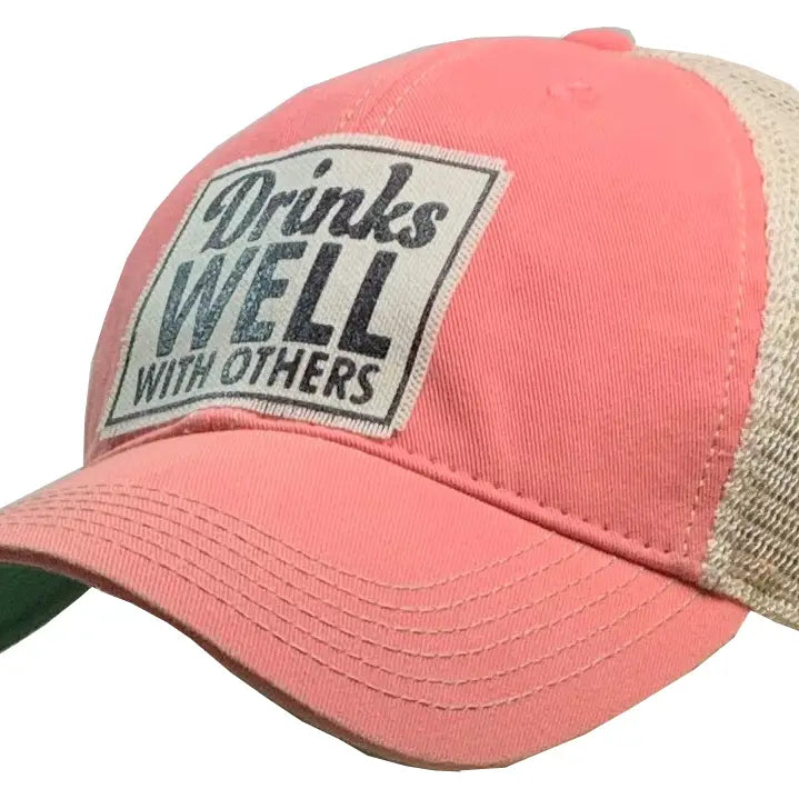 Vintage Life "Drinks Well With Others" Distressed Trucker Cap