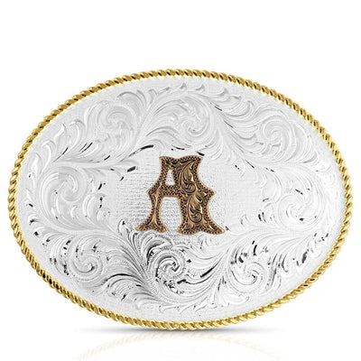 Montana Silversmiths Oval Two Tone Initial Buckle