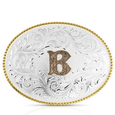 Montana Silversmiths Oval Two Tone Initial Buckle