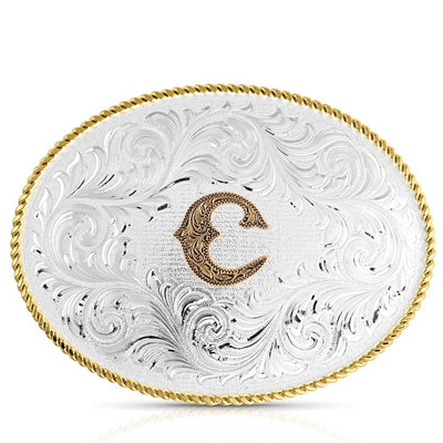 Montana Silversmiths Oval Two Tone Initial Buckle