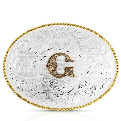 Montana Silversmiths Oval Two Tone Initial Buckle