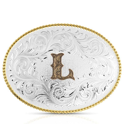 Montana Silversmiths Oval Two Tone Initial Buckle