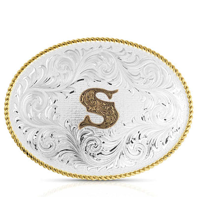 Montana Silversmiths Oval Two Tone Initial Buckle