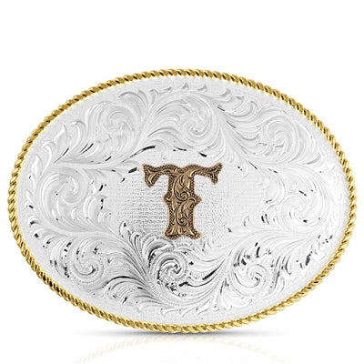 Montana Silversmiths Oval Two Tone Initial Buckle