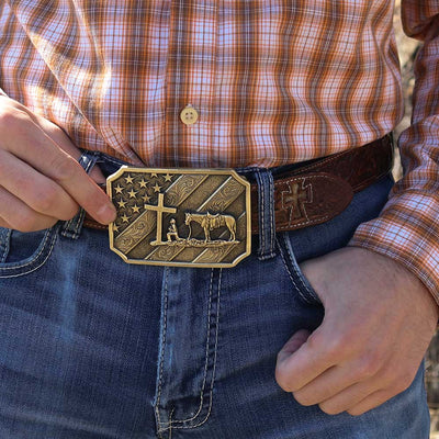 Montana Silversmiths Patriot Christian Cowboy Buckle