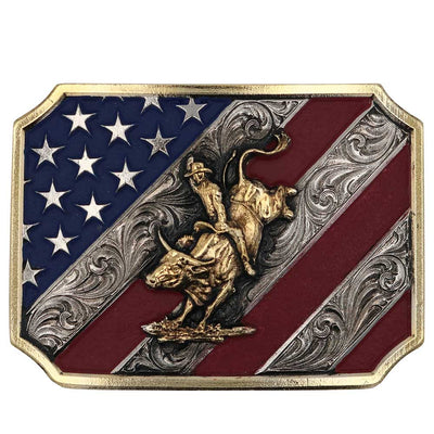 Montana Silversmiths Patriot Bull Rider Buckle