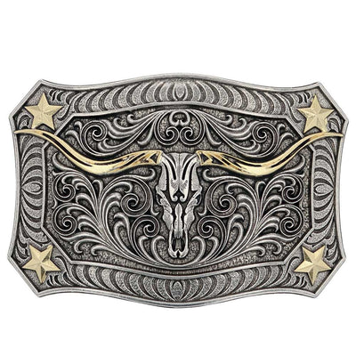 Montana Silversmiths Longhorn Crest Filigree Buckle
