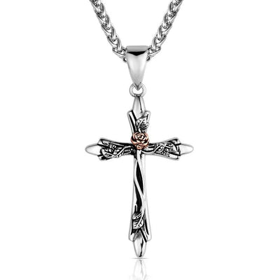 Montana Silversmith Thorns & Roses Cross Necklace