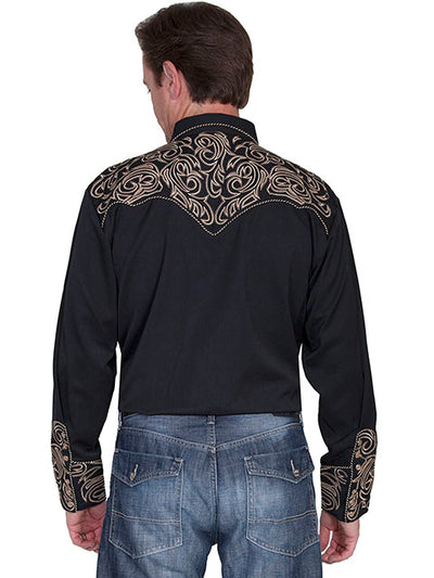 Scully Men's Embroidered Scroll Western Shirt