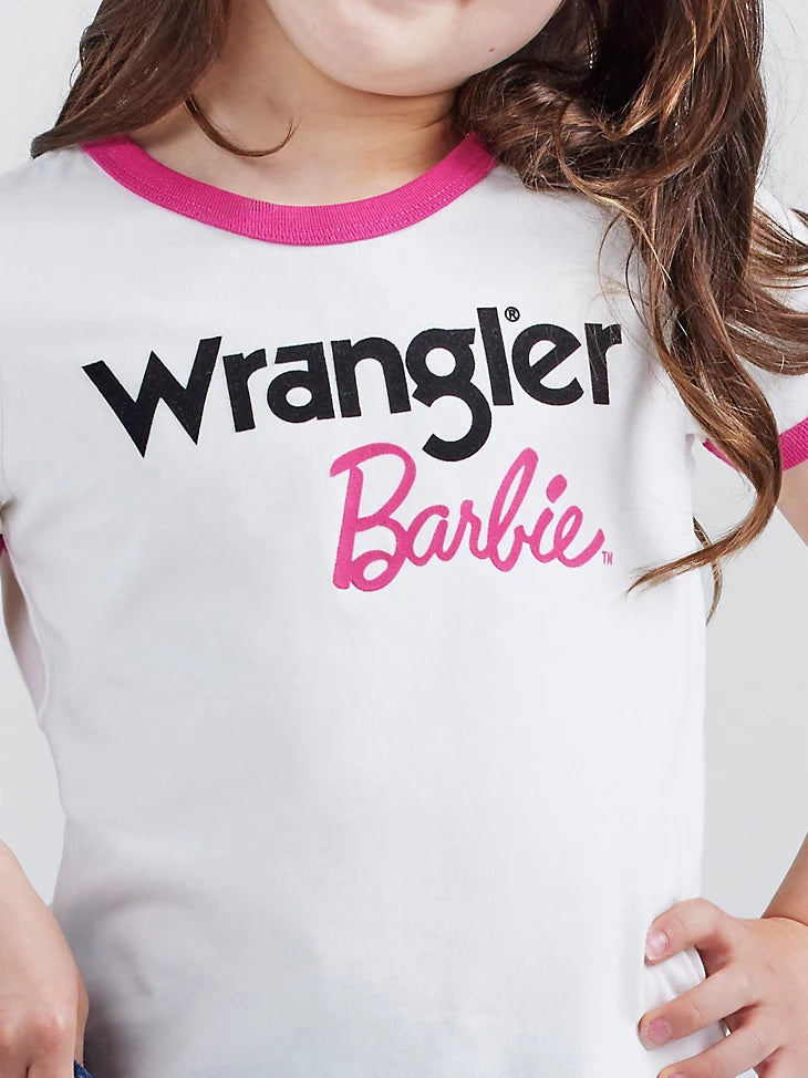 Wrangler Girl's Barbie Logo Ringer Tee