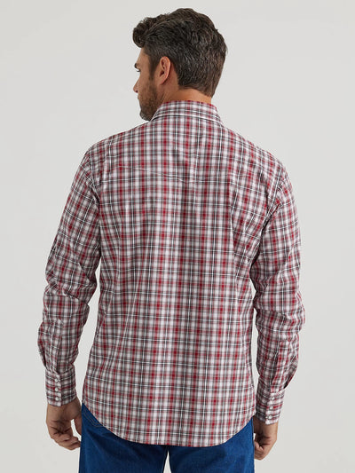 Wrangler Men's Wrinkle Resist Red Plaid Shirt