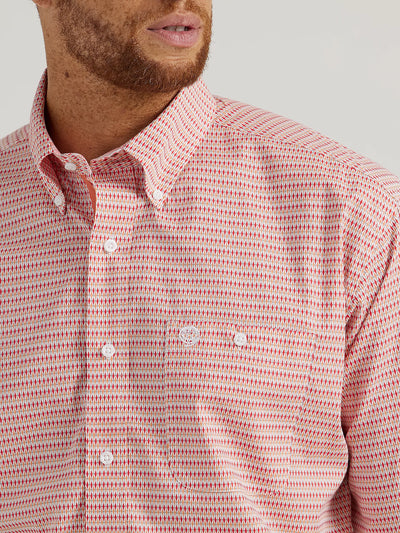 Wrangler Men's Fiesta Red Diamond Print Shirt