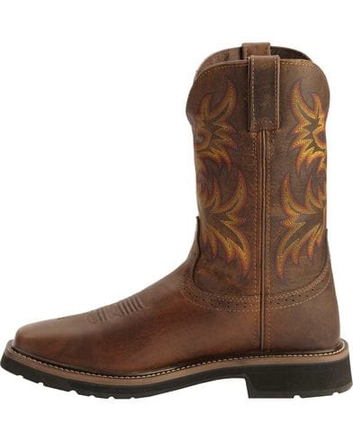 Justin Mens Rugged Western Pull-On Work Boot