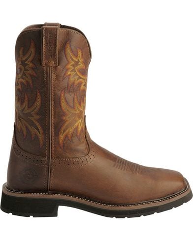 Justin Mens Rugged Western Pull-On Work Boot