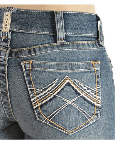 Ariat Women's R.E.A.L. Mid Rise Whipstitch Boot Cut Jean