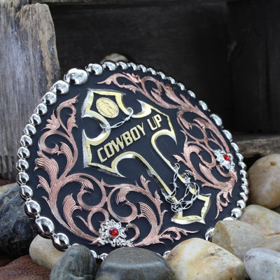 Montana Silversmiths Tri Color Cowboy Up Attitude Buckle