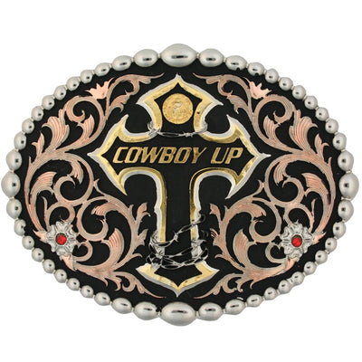 Montana Silversmiths Tri Color Cowboy Up Attitude Buckle