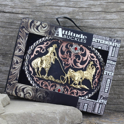 Montana Silversmiths Tri Color Team Roper Attitude Buckle
