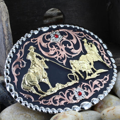 Montana Silversmiths Tri Color Team Roper Attitude Buckle
