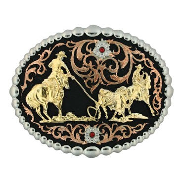 Montana Silversmiths Tri Color Team Roper Attitude Buckle
