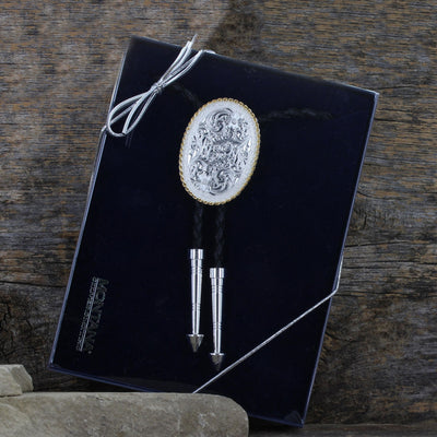 Montana Silversmiths Engraved Silver Bolo Tie