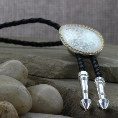 Montana Silversmiths Engraved Silver Bolo Tie