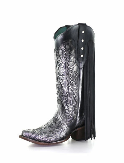 Corral Women's Floral Inlay Fringe Boots