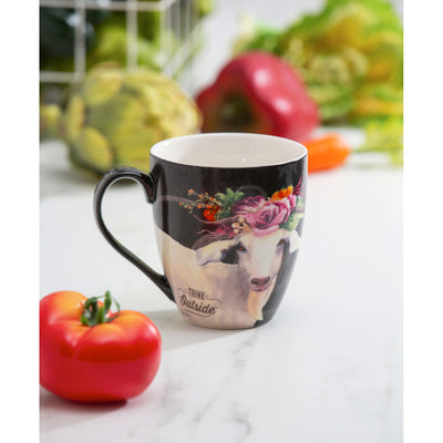 Evergreen Ceramic Cup O' Java - Floral Goat