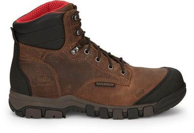 Justin Men's 6" Lace Up Waterproof Work Boot