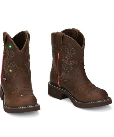 Justin Girl's Glitzi Brown Cactus Print Western Boot
