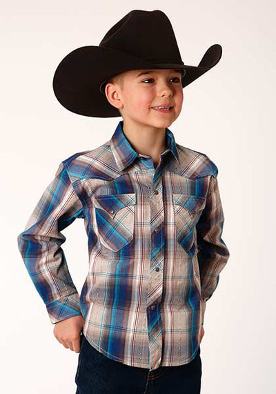 Roper Boy's Plaid Snap Dobby Shirt