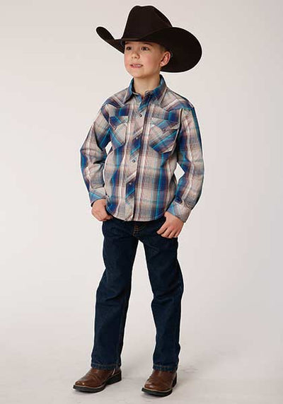 Roper Boy's Plaid Snap Dobby Shirt