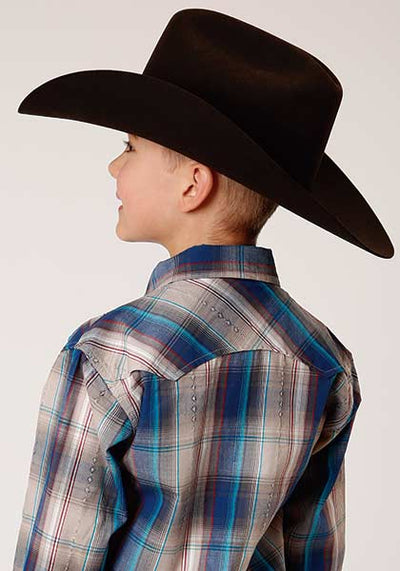 Roper Boy's Plaid Snap Dobby Shirt