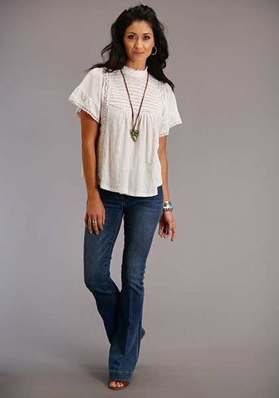 Stetson Women's Cream Jersey Slub Blouse