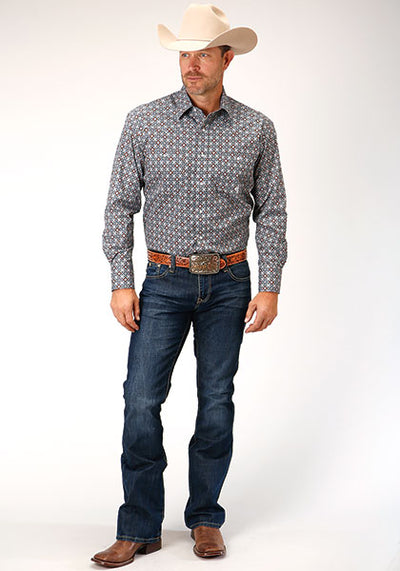 Ropen Men's Silver Foulard Western Shirt