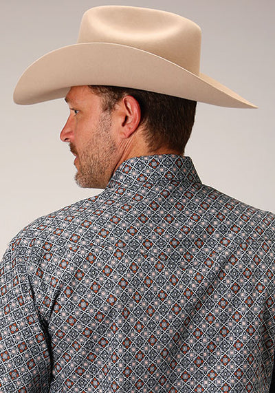 Ropen Men's Silver Foulard Western Shirt