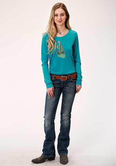 Roper Women's L/S Knit Cactus Print