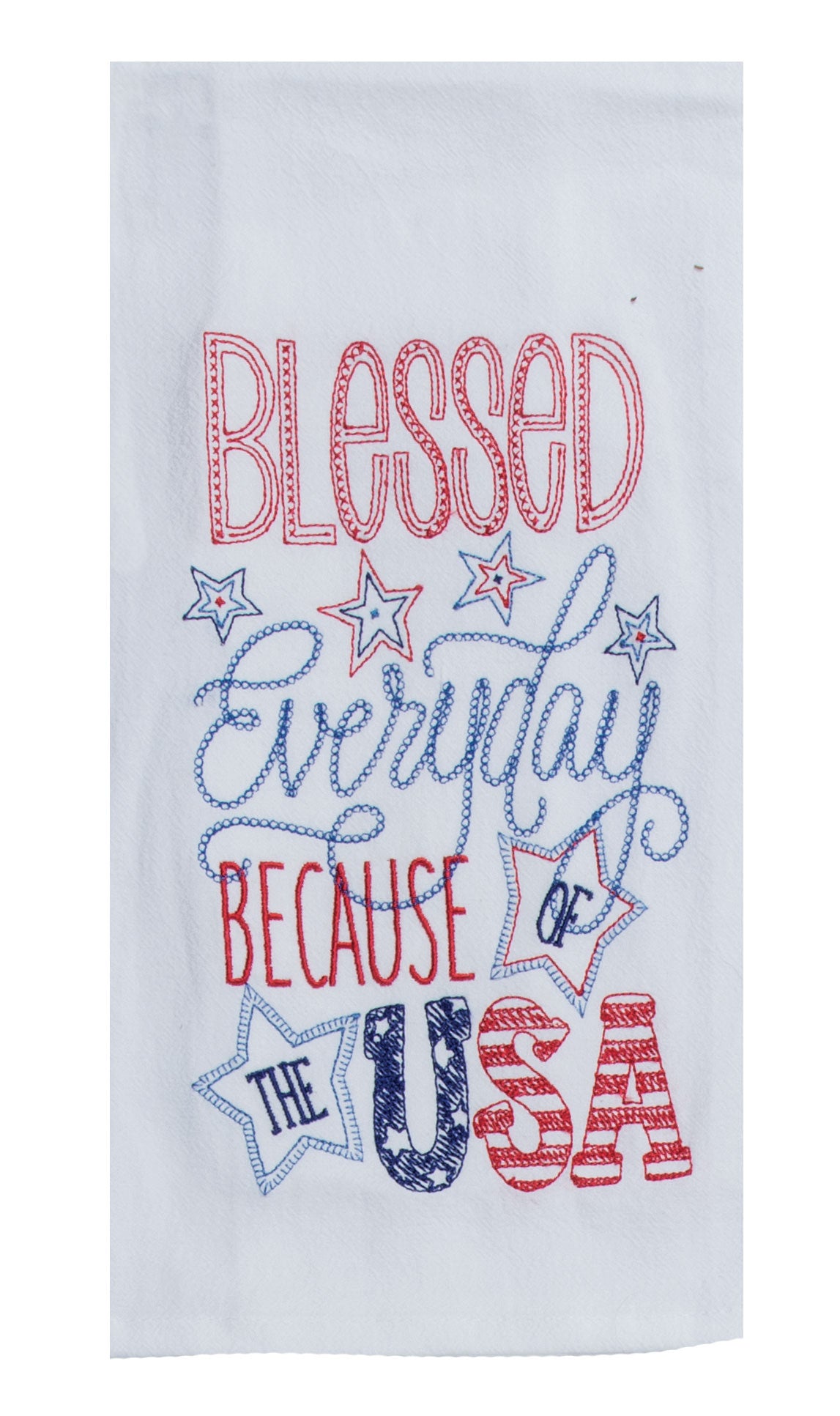 Kay Dee Designs - Blessed Patriotic Embroidered Flour Sack Towel