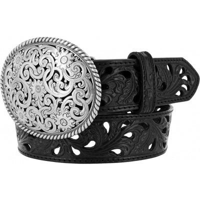 Women's Pierced Filigree Trophy Belt - Black