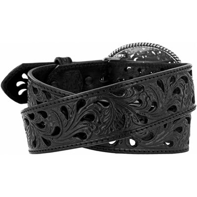 Women's Pierced Filigree Trophy Belt - Black